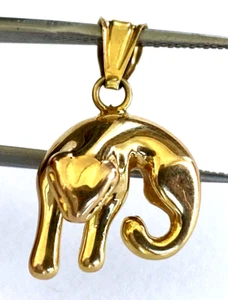 OTC 585 14K Yellow Gold Kitty Cat Kitten Ladies Pendant Hollow Lovely Charm - Picture 1 of 15