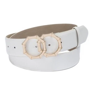 Inc International Concepts Women's Double-Circle Bamboo-Buckle Belt White - Picture 1 of 1