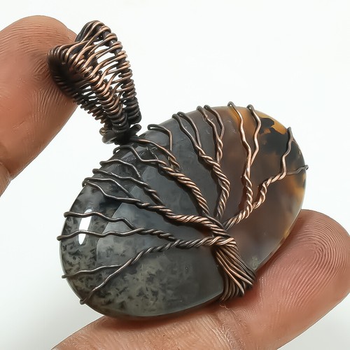 VETEMENTS Ciondolo pietra preziosa agata Montana fatto a mano regalo filo rame gioielli 1 8" T708