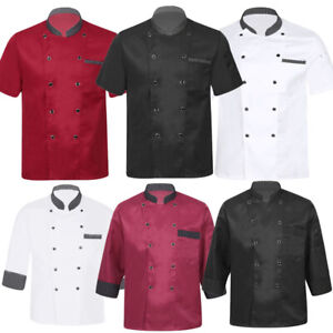 Men's Chef Jackets Coat Uniform Jackets Tops Work Button Down Restaurant Tops