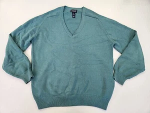 LANDS END Mens Blue V-Neck Pullover Cotton Sweater EUC Large L Tall 42 - 44 - Picture 1 of 8