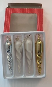 Box of 4 • Vintage 6” Glass Icicles Swirl Twist Christmas Ornaments • SEARS - Picture 1 of 3