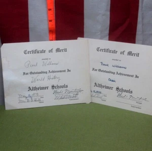 ALTHEIMER SCHOOLS desegregation Arkansas vtg 1970 Certificates of Merit signed - Picture 1 of 1