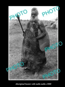 OLD 8x6 HISTORIC PHOTO OF ABORIGINAL HUNTER IN SKINS & NULLA NULLA c1880 - Bild 1 von 1