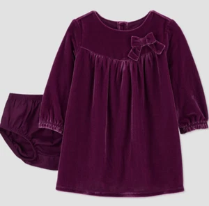 Carter's Just One You® Baby Girls' Long Sleeve Velour Dress - Purple,3 Months - Picture 1 of 5