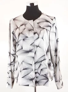 Tiger of Sweden Bluse Deb Pri 38 grau Muster Rundhals Langarm leicht + Seide D3 - Bild 1 von 5