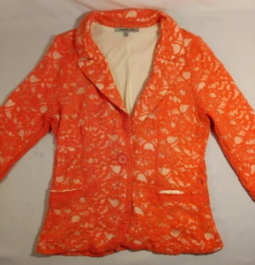 Charlotte Russe Orange Lace Lined One Button Shrug Light Jacket Lady's L - Picture 1 of 5