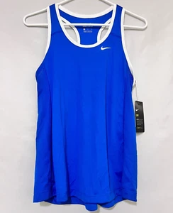 2017 NIKE Dry Womens Large Blue White Dri-Fit Running Tank Singlet 835962-494 - Picture 1 of 8