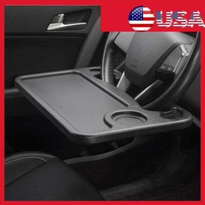 Car Steering Wheel Tray Table Coffee Drink Holder Laptop Stand Eating Food Desk - Image 1 of 4