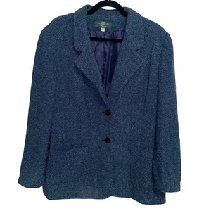 Vintage Orvis Blazer Jacket Womens Size 12 Wool Blend Tweed Teal Blue Career - Picture 1 of 11