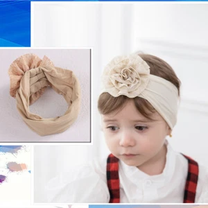 Baby Girl Flower Solid Headband Hair Band Fabric Nylon Accessories Headwear - Picture 1 of 22