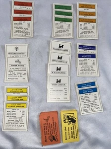 Vintage Monopoly 1973 Money Chance/Community Chest Cards & Property Deeds - Picture 1 of 6