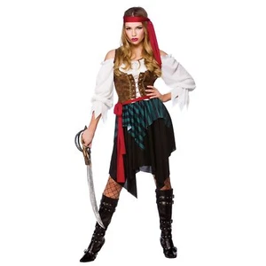 Ladies Caribbean Pirate Pirate Ship Seas Halloween Fancy Dress Costume Outfit - Picture 1 of 7