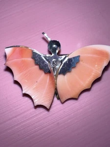 Broche de mariposa vintage Estate naranja - Imagen 1 de 3