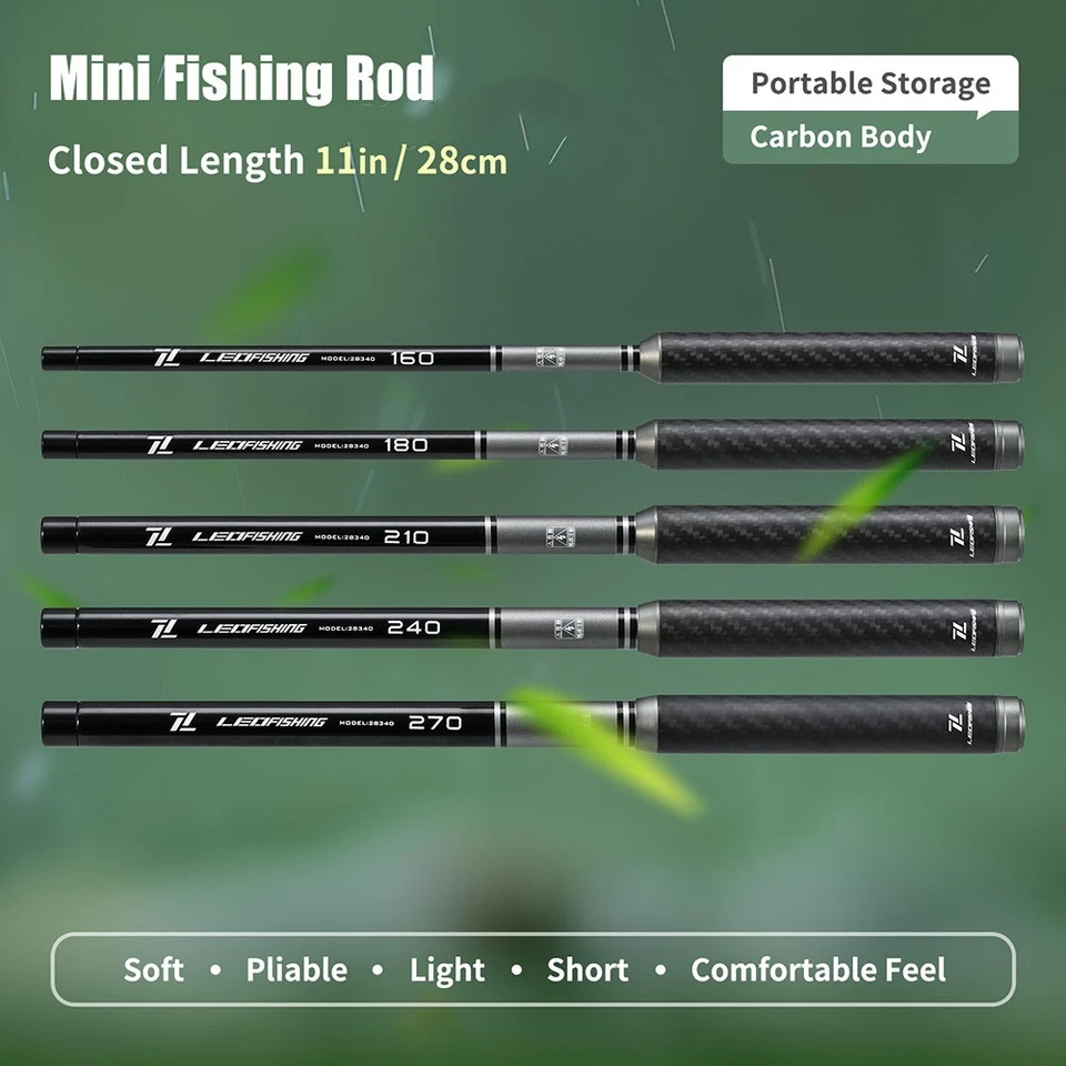 Carbon Mini Angelrute 28cm zum Outdoor Angeln und für Campingbedarf - Bild 1 von 4