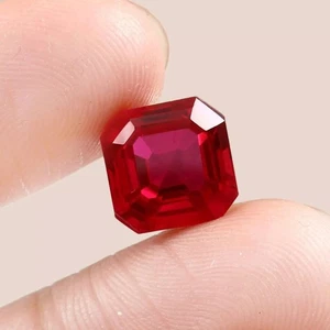 Blood Red Ruby Natural Mozambique 9.67 Ct Asscher Shape Flawless Loose Gemstone - Picture 1 of 4