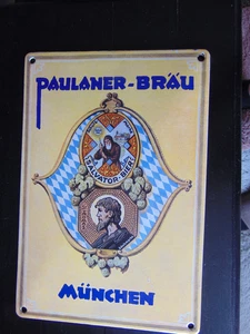 Emaileschild Paulaner Bräu 17 x 25 cm Neu - Bild 1 von 2