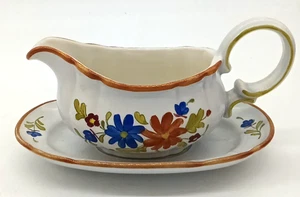 Vintage Metlox Vernon Bouquet Floral Steinzeug Sauciere & Unterteller - Bild 1 von 9
