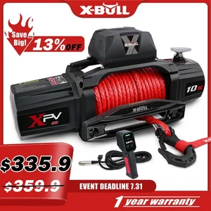X-BULL Electric Winch 10000lbs 12V Synthetic Rope Towing Truck Trailer Car 4×4 - Picture 1 of 13