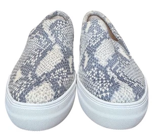 Damen-Slipper Turnschuhe 9M grau Schlangenmuster Leder-Obermaterial Freizeit Komfortschuhe - Bild 1 von 10