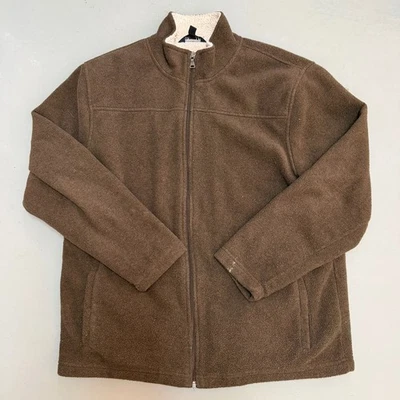 St John’s Bay Sherpa Lined Fleece Jacket Men’s L Brown Full Zip Heavyweight - Image 1 of 4
