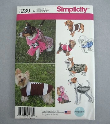 Simplicity 1239 Patty Martin Designs Dog Pet Coat Jacket Hood Scarf only 1pc cut - Image 1 of 4