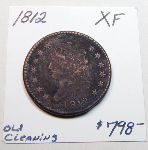 SCARCE 1812 CLASSIC HEAD LARGE CENT XF SHARP BOLD DETAIL - VERY OLD CLEANING ⭐⭐ Cover