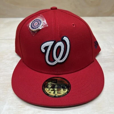 NEW 7 7/8 Washington Nationals New Era Pin 59FIFTY Fitted Hat Red - Image 1 of 4