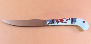 Vintage PRILL Sheffield England Porcelain Handle Steak Knife Red Roses Art - Picture 1 of 12