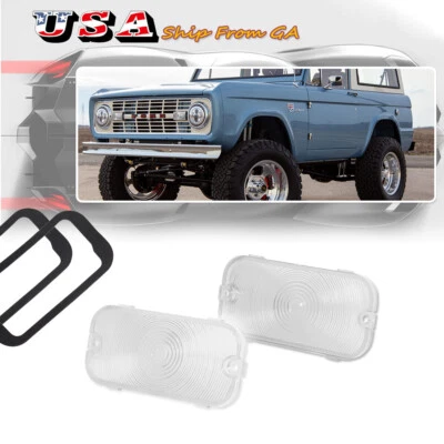 JUEGO DE LENTES DE LUZ DE ESTACIONAMIENTO/SEÑAL DE GIRO DELANTERAS TRANSPARENTES PARA FORD BRONCO 1966-1968 Foto 1 de 4