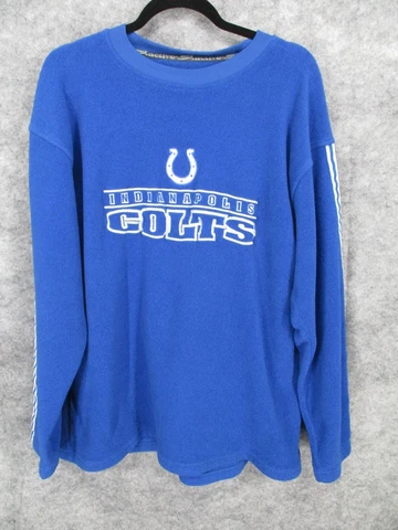 Indianapolis Colts Men's Sweatshirt XL Fleece Crew Neck Stripe Sleeve Pullover Cover