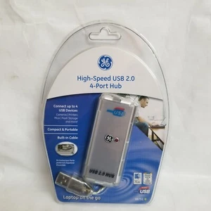 GE High Speed USB 2.0 4-Port Hub #98751 High-Speed Built in Cable Factory Sealed - Picture 1 of 8
