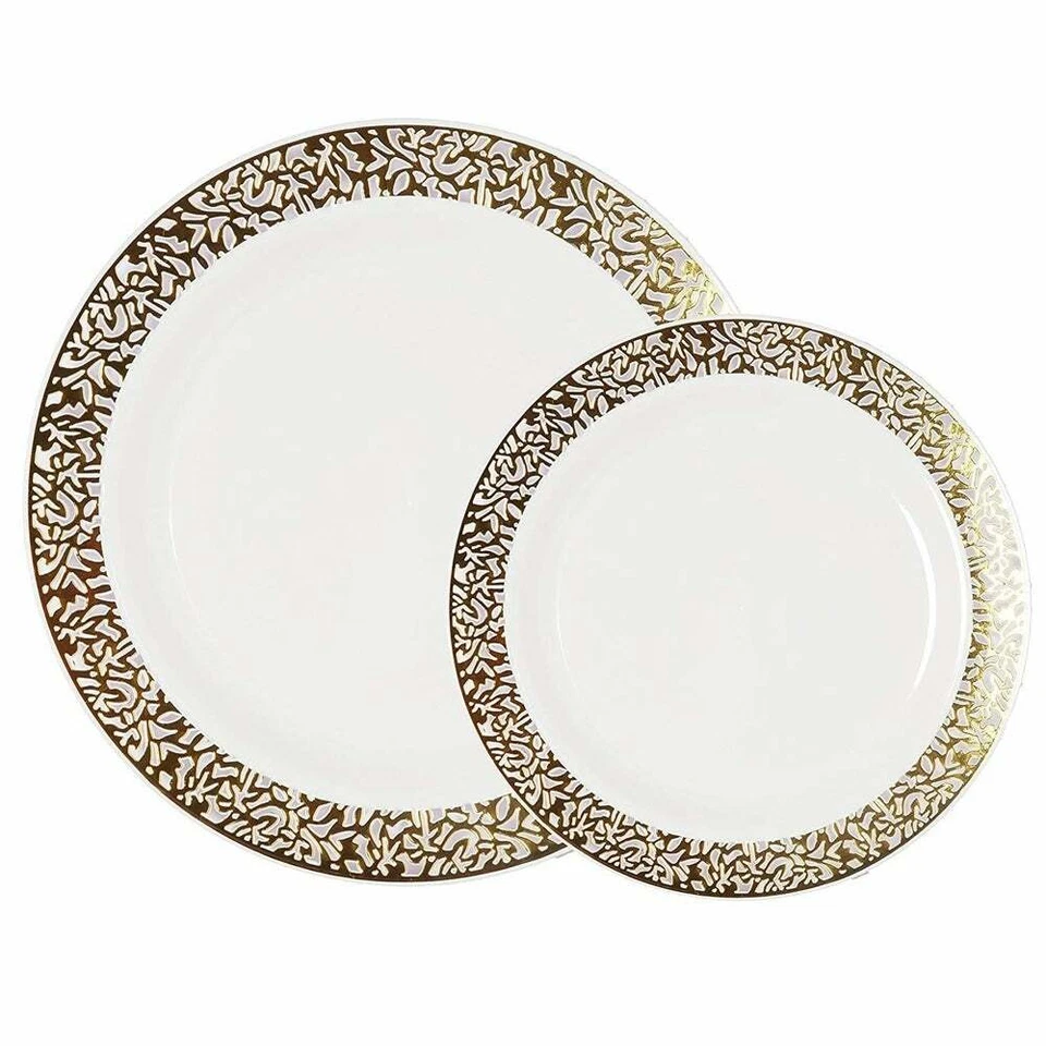 Party Joy - Lace - 50 Piece Plastic Dinner Set  (25 Dinner & 25 Salad Plates) - Image 1 of 1