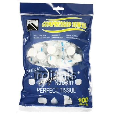 100 Pack Magic Tissue / Compressed Towel  Washcloths for Travel Camping - Image 1 of 4
