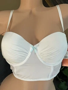 Gilligan & OMalley 2014Bustier Longline Corset Women’s White Satin & Lace M NWT - Picture 1 of 12