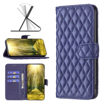 Flip Leather Grid Card Wallet Stand Phone Case For Samsung S23 S22 S21 FE S20 FE - Image 1 of 4