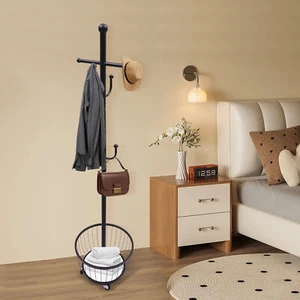 Clothes Rack Garment Stand Organizer Coat Rack Hat Stand Tree w/ 6 Hooks - Picture 1 of 16