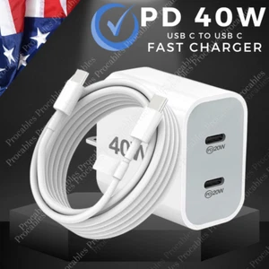 PD 40W Fast Charger Adapter 60W USB-C to USB-C Cord For Samsung Galaxy Android - Picture 1 of 16
