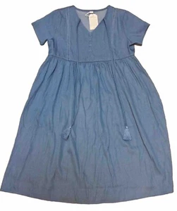 Just Fashion Now Blue Casual Shift Dress w/Cap Sleeves & Tassels Sz Small - NWT - Picture 1 of 4