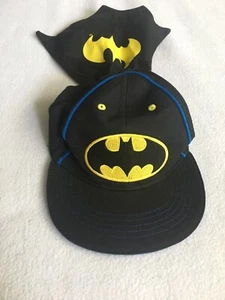 Batman movie adjustable strap baby hat with cape black Rare cool design - Picture 1 of 4