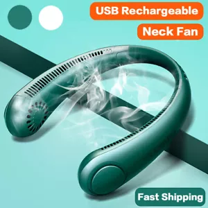 Portable Rechargeable Neckband Lazy Hanging Dual Cooling USB leafless Neck Fan . - Picture 1 of 20