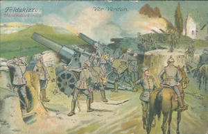 AK Vor Verdun, 1. Weltkrieg, Feldskizze, Deutsche Haubitzen - Bild 1 von 2