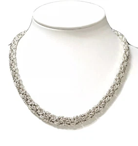 Collana catena grano tessuto bizantino argento sterling 925 fine Milor Italy 17" - Foto 1 di 5