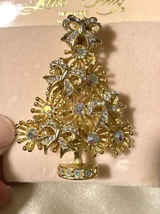 Kirk’s Folly Christmas Tree Pin Bows AB Crystal NWT - Picture 1 of 4