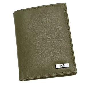 NUEVO AUTÉNTICO CARTERA DE HOMBRE DE CUERO CON BLOQUEO RFID VERDE OLIVA - Imagen 1 de 5