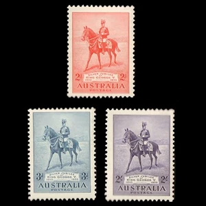 AUSTRALIA 1935 KGV Sc 152-154 Silver Jubilee MNH Horse Riding Stamps CV$99  - Picture 1 of 2