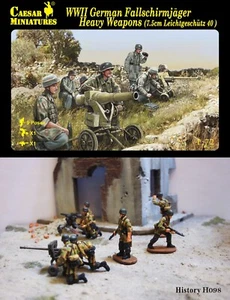 CAESAR 1/72 -H98 World War II German Fallschirmjager Heavy Weapons (7.5cm Leicht - Imagen 1 de 1