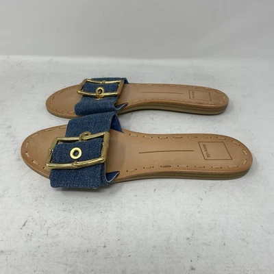 Dolce Vita 一脚蹬露趾骡子蓝色牛仔凉鞋女式 7.5M 码 — 第 1/4 张图片