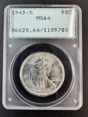 1943-S Walking Liberty Half Dollar * PCGS MS 64 RATTLER - Image 1 of 4