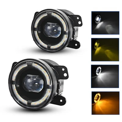 Par de luces antiniebla LED redondas de 4 pulgadas luces de conducción Halo para Jeep TJ 1997 1998-2006 Foto 1 de 4